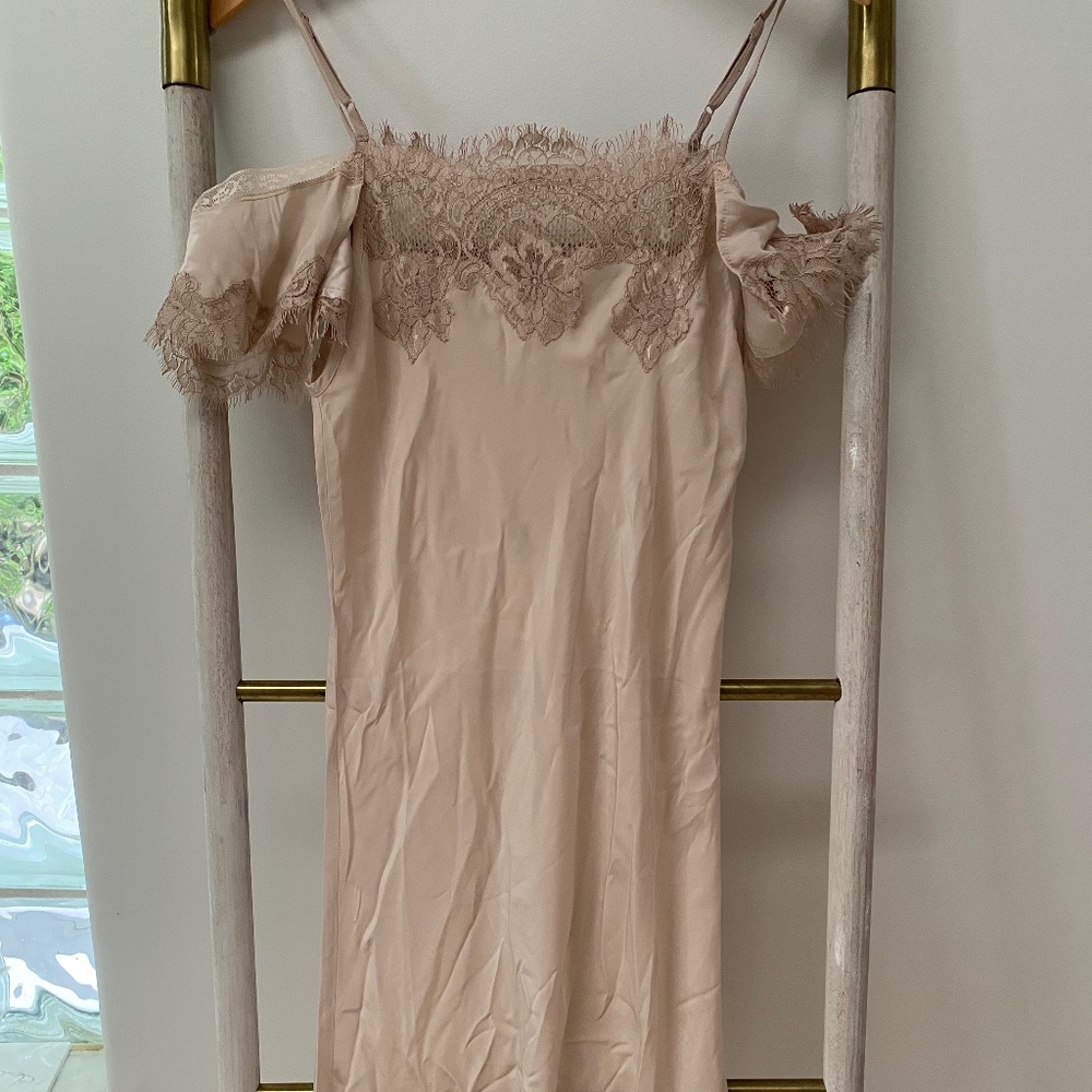 NWT Gold Hawk Gigi Lace Silk Mini Summer Dress Pale Mauve Size XS RRP $295